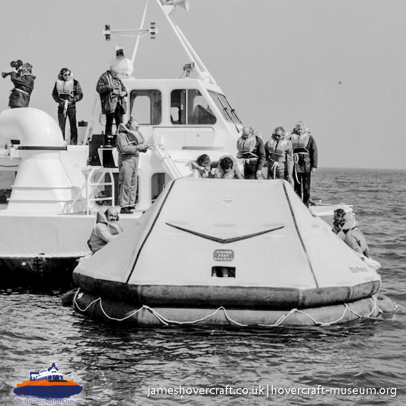 AP1-88 hovercraft with SAS undergoing lifeboat trials -   (submitted by The <a href='http://www.hovercraft-museum.org/' target='_blank'>Hovercraft Museum Trust</a>).
